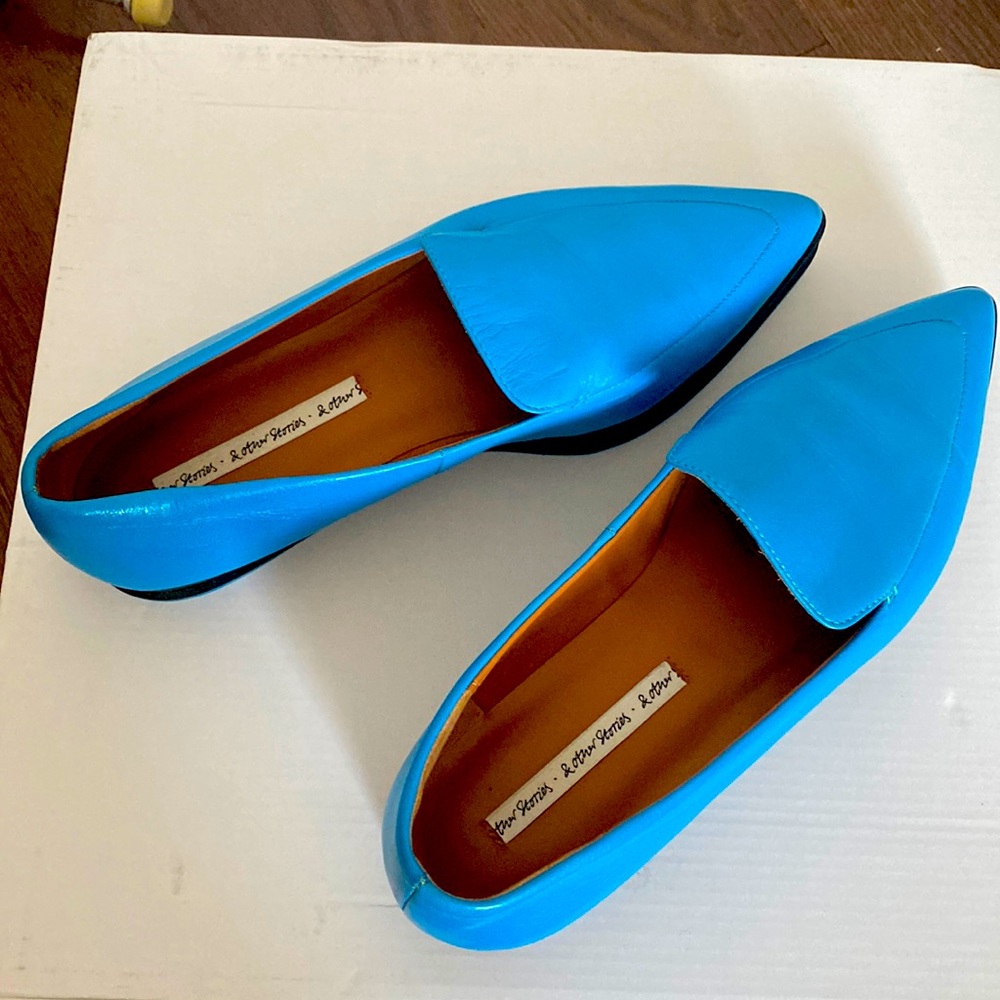 Other Stories blue leather loafers